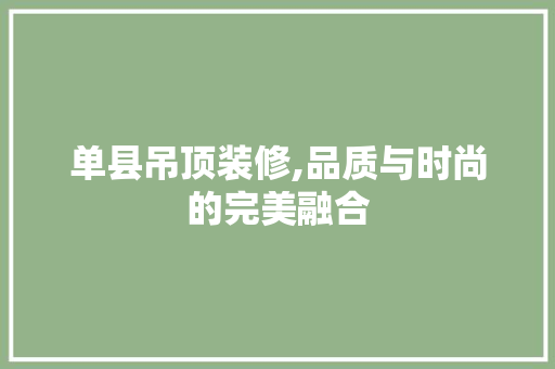 单县吊顶装修,品质与时尚的完美融合 工艺流程