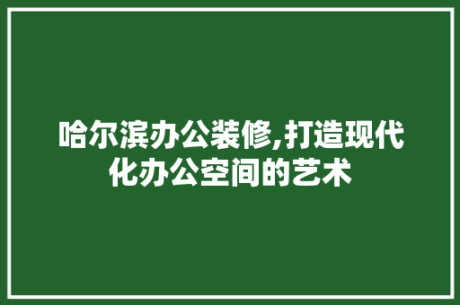 哈尔滨办公装修,打造现代化办公空间的艺术