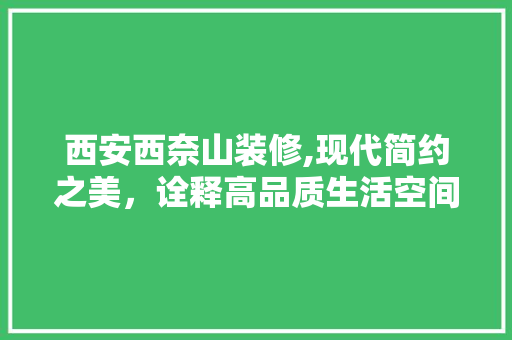 西安西奈山装修,现代简约之美，诠释高品质生活空间 施工工艺