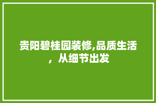 贵阳碧桂园装修,品质生活，从细节出发 施工管理