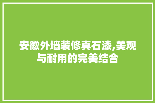 安徽外墙装修真石漆,美观与耐用的完美结合 常见问题