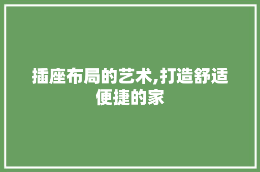 插座布局的艺术,打造舒适便捷的家