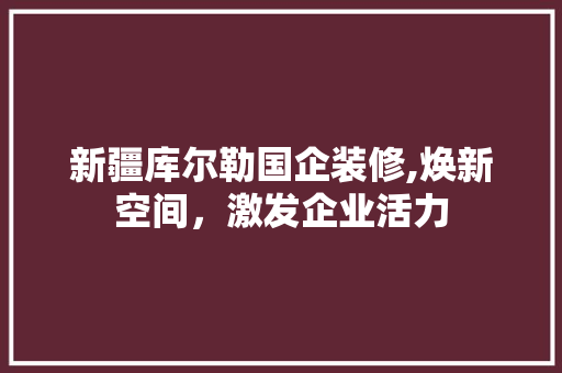 新疆库尔勒国企装修,焕新空间，激发企业活力 施工工艺