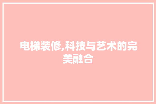 电梯装修,科技与艺术的完美融合 施工管理