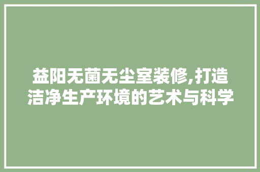 益阳无菌无尘室装修,打造洁净生产环境的艺术与科学