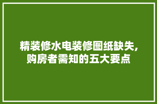 精装修水电装修图纸缺失,购房者需知的五大要点 材料设备
