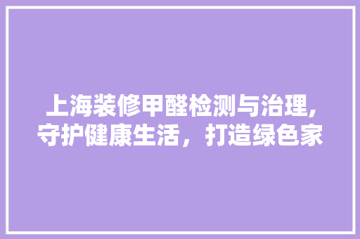 上海装修甲醛检测与治理,守护健康生活，打造绿色家居 工艺流程