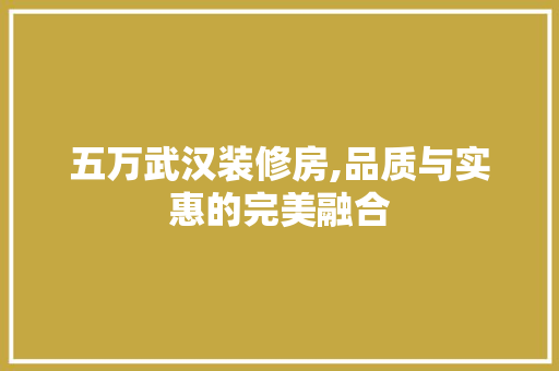 五万武汉装修房,品质与实惠的完美融合 施工管理