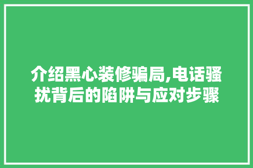 介绍黑心装修骗局,电话骚扰背后的陷阱与应对步骤 公共建筑设计