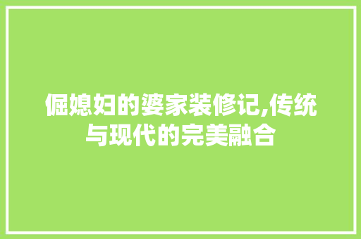 倔媳妇的婆家装修记,传统与现代的完美融合 施工管理