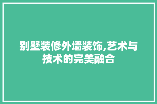 别墅装修外墙装饰,艺术与技术的完美融合 设计原则