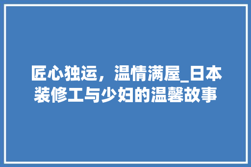 匠心独运，温情满屋_日本装修工与少妇的温馨故事 常用建材