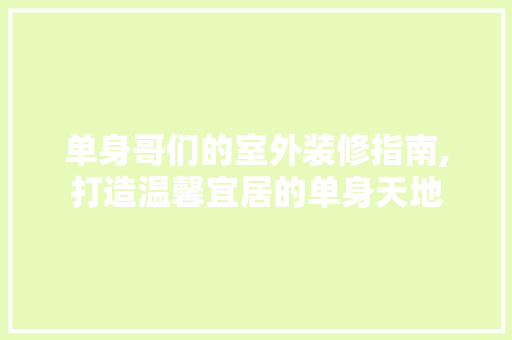 单身哥们的室外装修指南,打造温馨宜居的单身天地