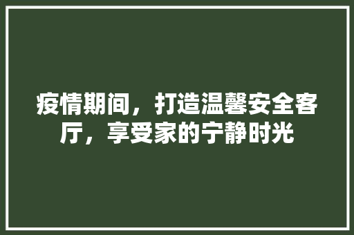 疫情期间，打造温馨安全客厅，享受家的宁静时光 设计原则