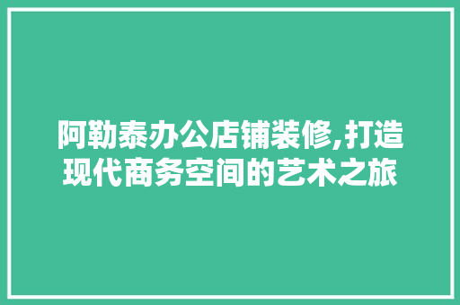 阿勒泰办公店铺装修,打造现代商务空间的艺术之旅