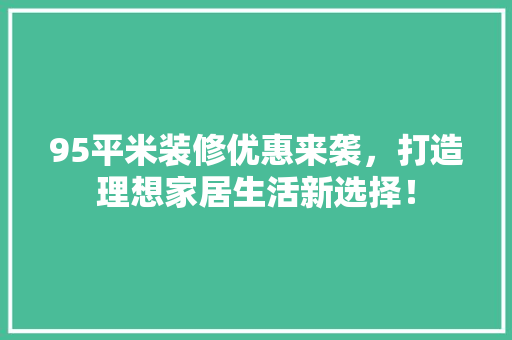 95平米装修优惠来袭，打造理想家居生活新选择！ 工艺流程