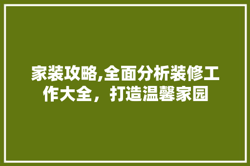 家装攻略,全面分析装修工作大全，打造温馨家园 设计原则