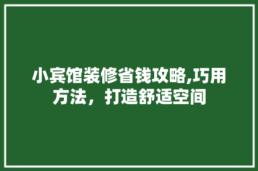 小宾馆装修省钱攻略,巧用方法，打造舒适空间