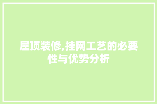 屋顶装修,挂网工艺的必要性与优势分析