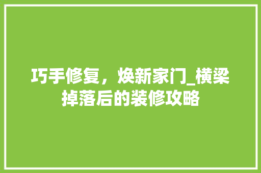 巧手修复，焕新家门_横梁掉落后的装修攻略 常用设备