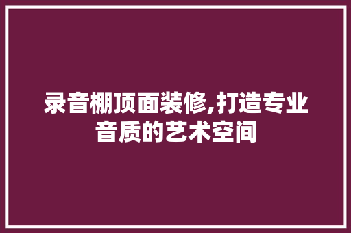 录音棚顶面装修,打造专业音质的艺术空间 公共建筑设计