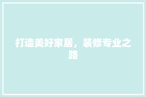 打造美好家居，装修专业之路 施工工艺
