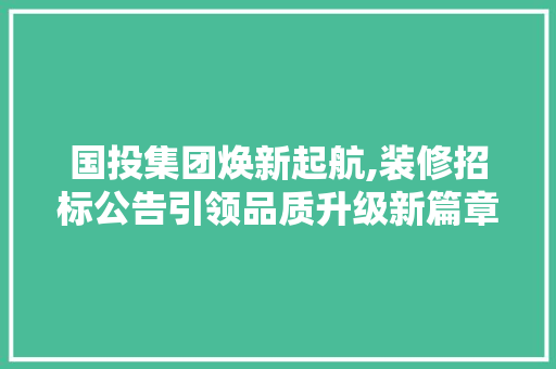 国投集团焕新起航,装修招标公告引领品质升级新篇章 材料设备