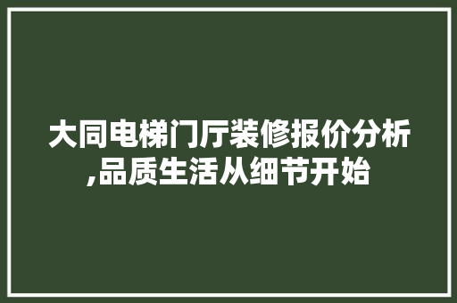 大同电梯门厅装修报价分析,品质生活从细节开始 新型材料