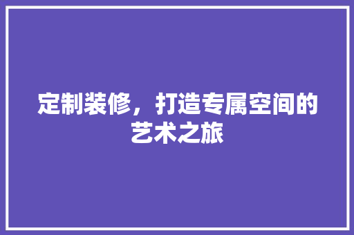 定制装修，打造专属空间的艺术之旅
