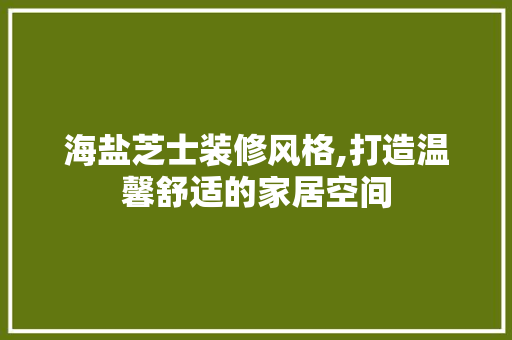 海盐芝士装修风格,打造温馨舒适的家居空间