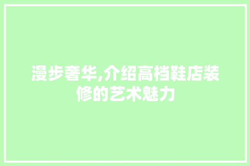 漫步奢华,介绍高档鞋店装修的艺术魅力 工艺流程