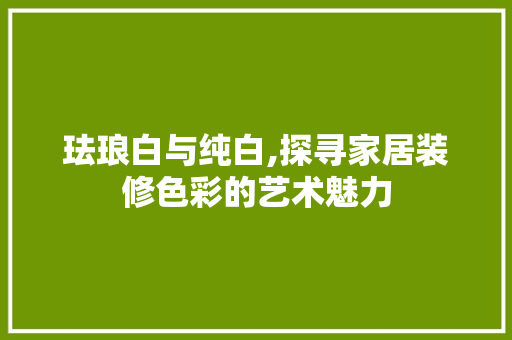 珐琅白与纯白,探寻家居装修色彩的艺术魅力