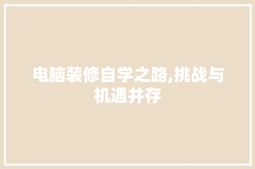 电脑装修自学之路,挑战与机遇并存