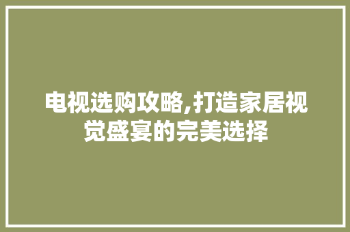 电视选购攻略,打造家居视觉盛宴的完美选择 材料设备