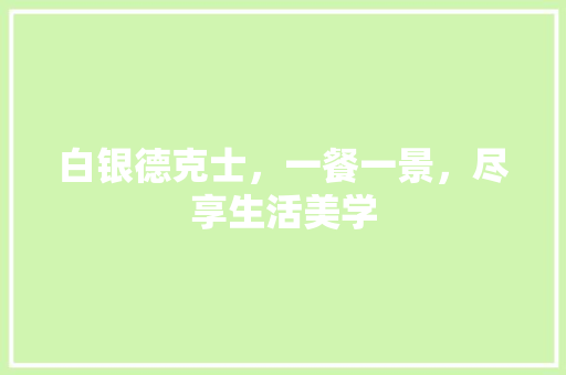 白银德克士，一餐一景，尽享生活美学