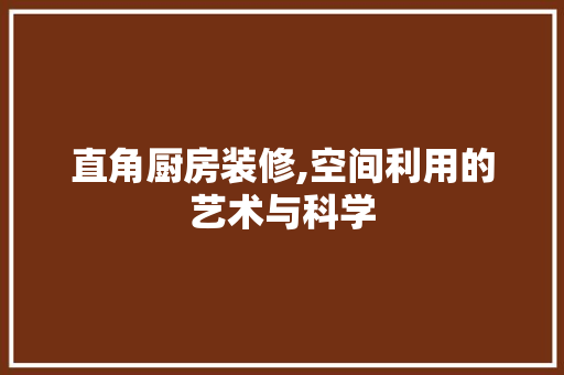 直角厨房装修,空间利用的艺术与科学 建筑设计