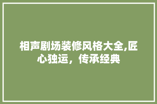 相声剧场装修风格大全,匠心独运，传承经典 施工工艺
