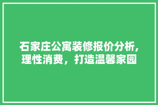 石家庄公寓装修报价分析,理性消费，打造温馨家园 新型材料