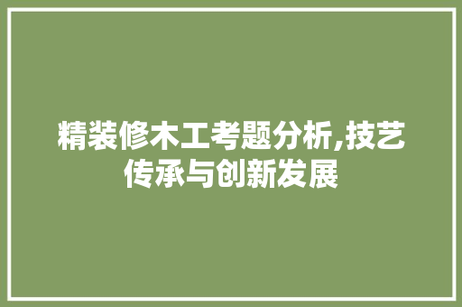 精装修木工考题分析,技艺传承与创新发展