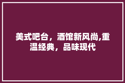 美式吧台，酒馆新风尚,重温经典，品味现代
