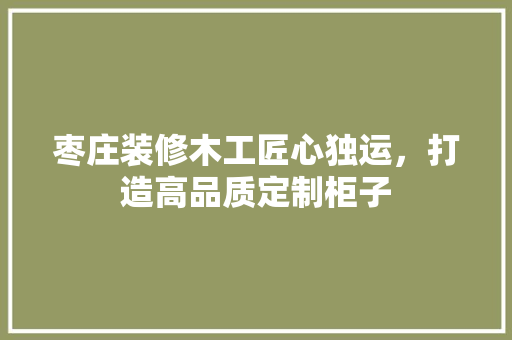 枣庄装修木工匠心独运，打造高品质定制柜子