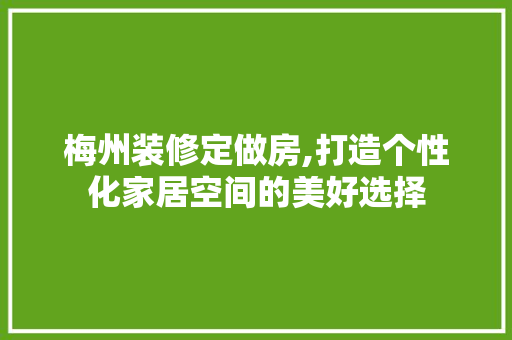 梅州装修定做房,打造个性化家居空间的美好选择