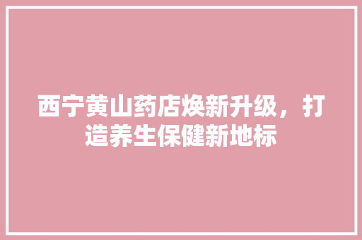 西宁黄山药店焕新升级，打造养生保健新地标 新型材料