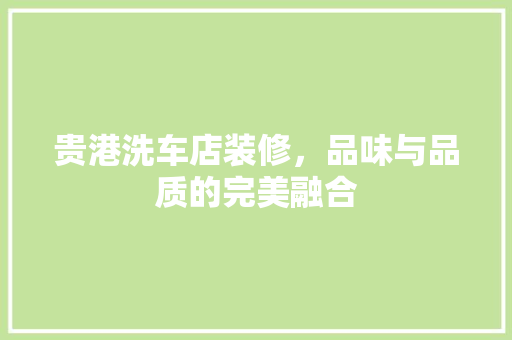 贵港洗车店装修，品味与品质的完美融合