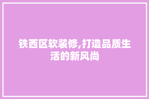 铁西区软装修,打造品质生活的新风尚 设计原则