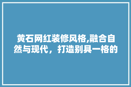 黄石网红装修风格,融合自然与现代，打造别具一格的家居美学 常用设备
