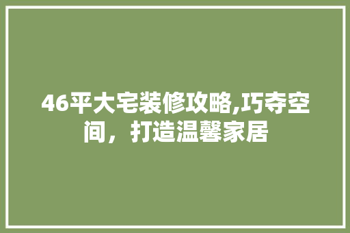 46平大宅装修攻略,巧夺空间，打造温馨家居 建筑法规