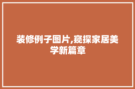装修例子图片,窥探家居美学新篇章
