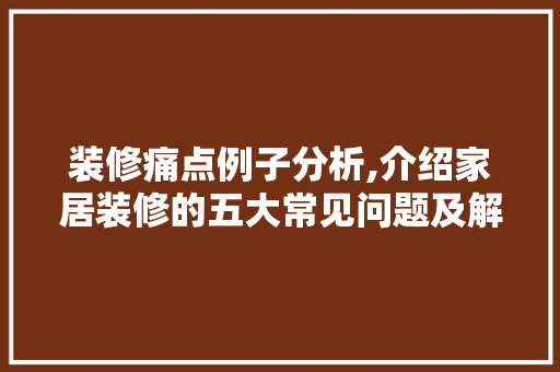 装修痛点例子分析,介绍家居装修的五大常见问题及解决之路 工艺流程
