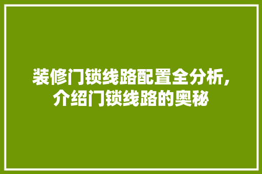 装修门锁线路配置全分析,介绍门锁线路的奥秘